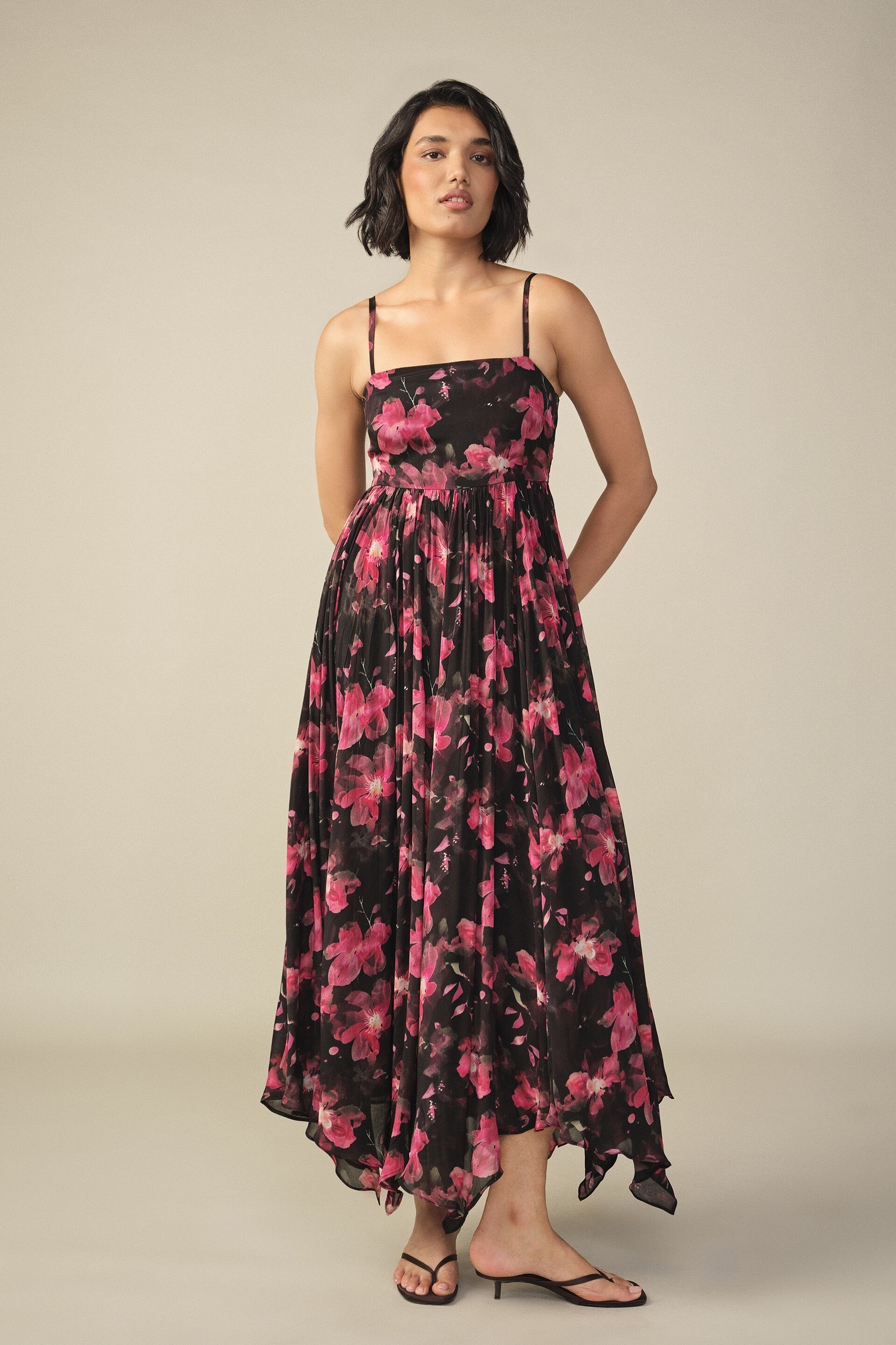 Floral Print Maxi Dress in Red, Red, image 3